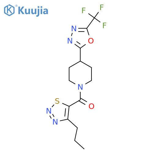 1-(4-propyl-1,2,3-thiadiazole-5-carbonyl)-4-5-(trifluoromethyl)-1,3,4-oxadiazol-2-ylpiperidine structure