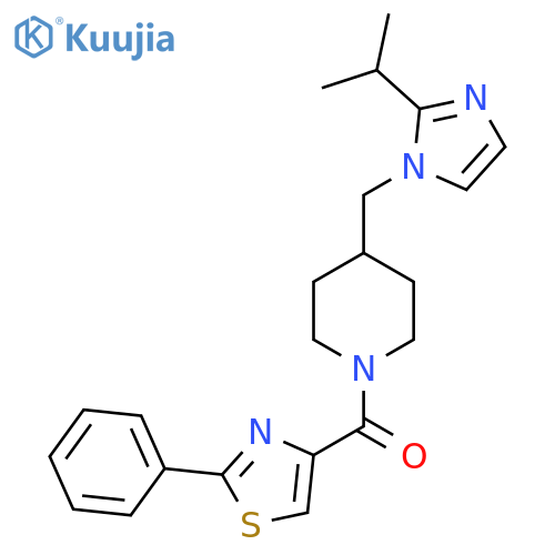 1-(2-phenyl-1,3-thiazole-4-carbonyl)-4-{2-(propan-2-yl)-1H-imidazol-1-ylmethyl}piperidine structure