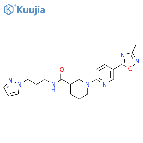 1-5-(3-methyl-1,2,4-oxadiazol-5-yl)pyridin-2-yl-N-3-(1H-pyrazol-1-yl)propylpiperidine-3-carboxamide structure