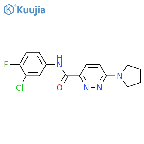 N-(3-chloro-4-fluorophenyl)-6-(pyrrolidin-1-yl)pyridazine-3-carboxamide structure