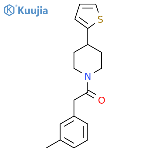 2-(3-methylphenyl)-1-4-(thiophen-2-yl)piperidin-1-ylethan-1-one structure