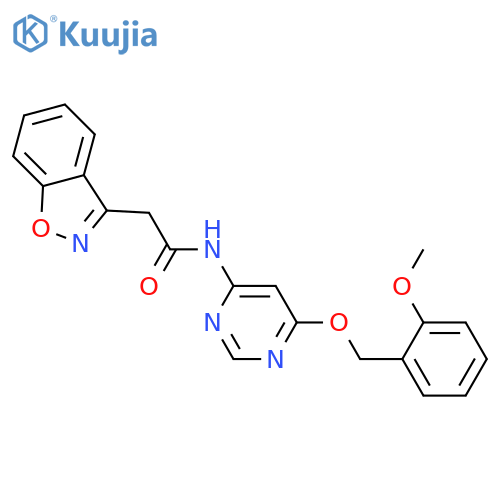 2-(1,2-benzoxazol-3-yl)-N-{6-[(2-methoxyphenyl)methoxy]pyrimidin-4-yl}acetamide structure