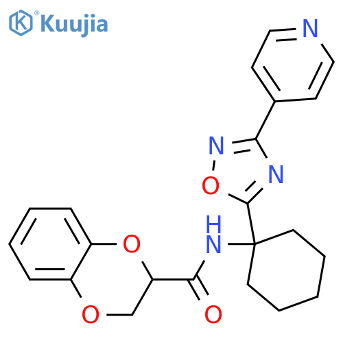 N-{1-[3-(pyridin-4-yl)-1,2,4-oxadiazol-5-yl]cyclohexyl}-2,3-dihydro-1,4-benzodioxine-2-carboxamide structure