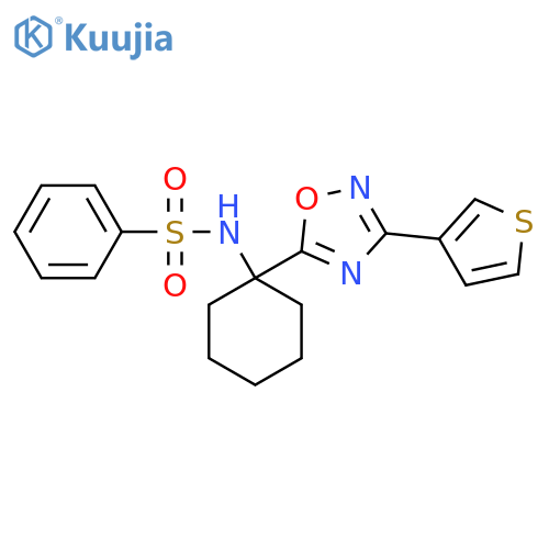 N-{1-3-(thiophen-3-yl)-1,2,4-oxadiazol-5-ylcyclohexyl}benzenesulfonamide structure