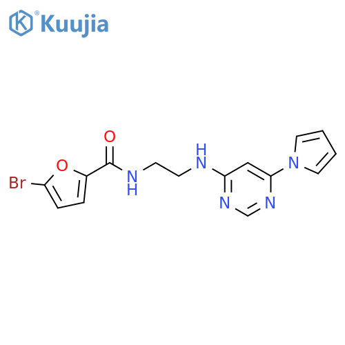 5-bromo-N-(2-{[6-(1H-pyrrol-1-yl)pyrimidin-4-yl]amino}ethyl)furan-2-carboxamide structure