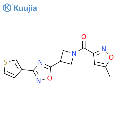 5-1-(5-methyl-1,2-oxazole-3-carbonyl)azetidin-3-yl-3-(thiophen-3-yl)-1,2,4-oxadiazole structure