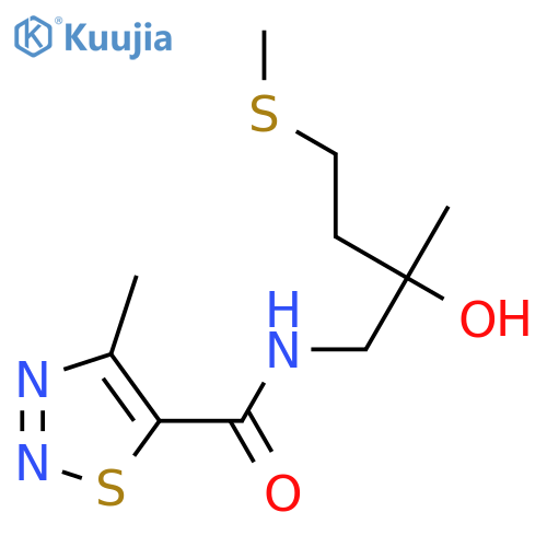 N-2-hydroxy-2-methyl-4-(methylsulfanyl)butyl-4-methyl-1,2,3-thiadiazole-5-carboxamide structure