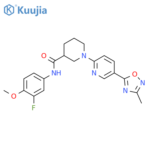 N-(3-fluoro-4-methoxyphenyl)-1-5-(3-methyl-1,2,4-oxadiazol-5-yl)pyridin-2-ylpiperidine-3-carboxamide structure