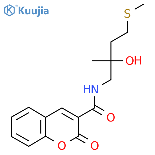 N-2-hydroxy-2-methyl-4-(methylsulfanyl)butyl-2-oxo-2H-chromene-3-carboxamide structure
