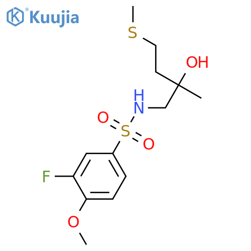 2-(3-fluoro-4-methoxybenzenesulfonamido)methyl-4-(methylsulfanyl)butan-2-ol structure