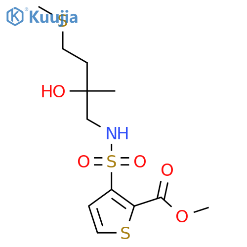 methyl 3-{2-hydroxy-2-methyl-4-(methylsulfanyl)butylsulfamoyl}thiophene-2-carboxylate structure