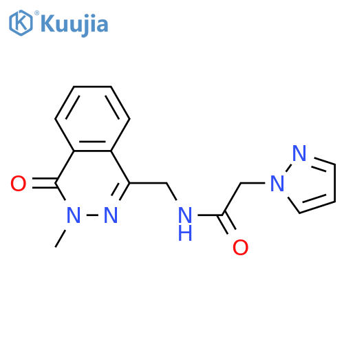N-[(3-methyl-4-oxo-3,4-dihydrophthalazin-1-yl)methyl]-2-(1H-pyrazol-1-yl)acetamide structure