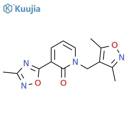 1-(3,5-dimethyl-1,2-oxazol-4-yl)methyl-3-(3-methyl-1,2,4-oxadiazol-5-yl)-1,2-dihydropyridin-2-one structure