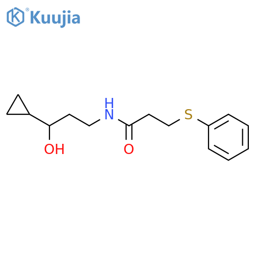 N-(3-cyclopropyl-3-hydroxypropyl)-3-(phenylsulfanyl)propanamide structure