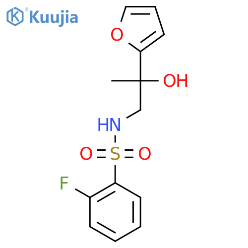 2-fluoro-N-2-(furan-2-yl)-2-hydroxypropylbenzene-1-sulfonamide structure