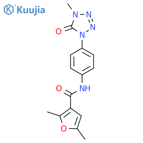 2,5-dimethyl-N-4-(4-methyl-5-oxo-4,5-dihydro-1H-1,2,3,4-tetrazol-1-yl)phenylfuran-3-carboxamide structure
