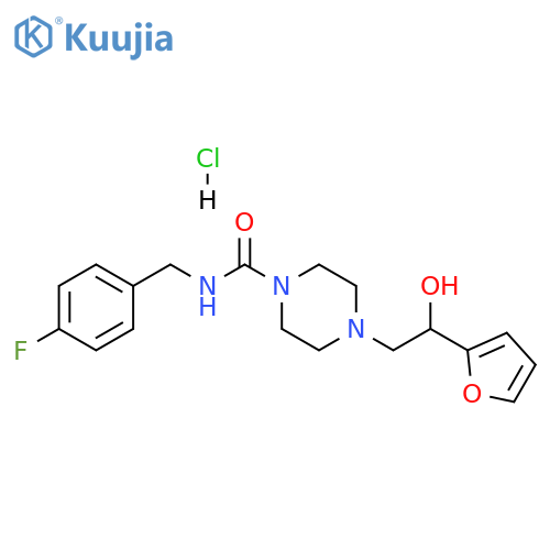 N-(4-fluorophenyl)methyl-4-2-(furan-2-yl)-2-hydroxyethylpiperazine-1-carboxamide hydrochloride structure