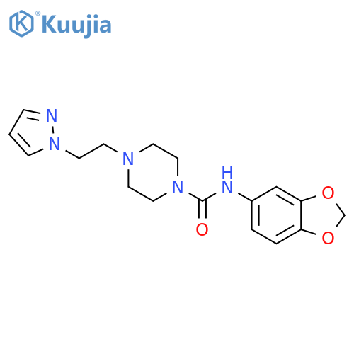 N-(2H-1,3-benzodioxol-5-yl)-4-2-(1H-pyrazol-1-yl)ethylpiperazine-1-carboxamide structure