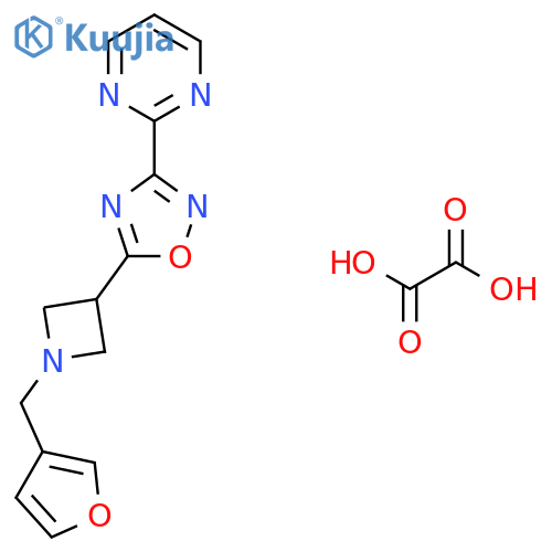 2-(5-{1-(furan-3-yl)methylazetidin-3-yl}-1,2,4-oxadiazol-3-yl)pyrimidine; oxalic acid structure