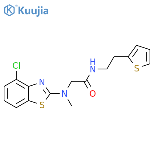 2-(4-chloro-1,3-benzothiazol-2-yl)(methyl)amino-N-2-(thiophen-2-yl)ethylacetamide structure