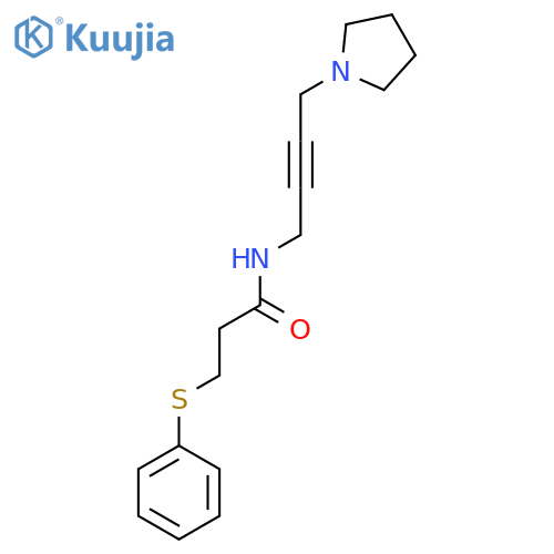 3-(phenylsulfanyl)-N-4-(pyrrolidin-1-yl)but-2-yn-1-ylpropanamide structure