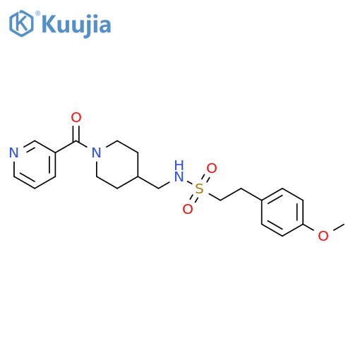 2-(4-methoxyphenyl)-N-{[1-(pyridine-3-carbonyl)piperidin-4-yl]methyl}ethane-1-sulfonamide structure