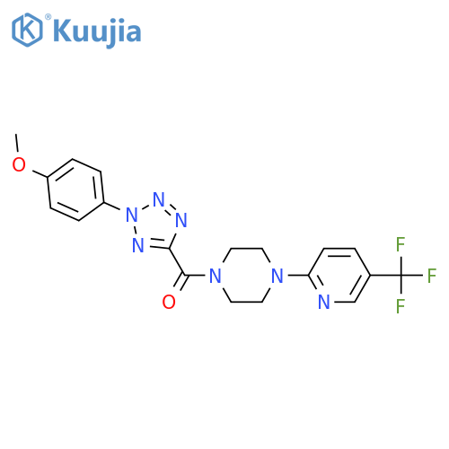 1-2-(4-methoxyphenyl)-2H-1,2,3,4-tetrazole-5-carbonyl-4-5-(trifluoromethyl)pyridin-2-ylpiperazine structure