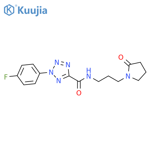 2-(4-fluorophenyl)-N-3-(2-oxopyrrolidin-1-yl)propyl-2H-1,2,3,4-tetrazole-5-carboxamide structure