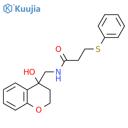 N-(4-hydroxy-3,4-dihydro-2H-1-benzopyran-4-yl)methyl-3-(phenylsulfanyl)propanamide structure