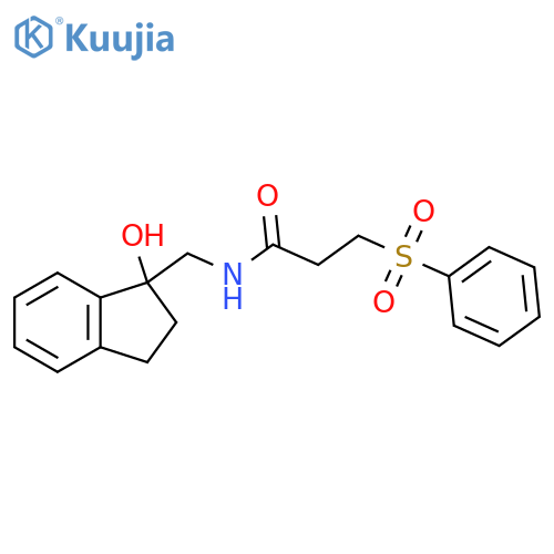 3-(benzenesulfonyl)-N-(1-hydroxy-2,3-dihydro-1H-inden-1-yl)methylpropanamide structure