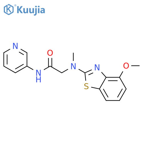 2-[(4-methoxy-1,3-benzothiazol-2-yl)(methyl)amino]-N-(pyridin-3-yl)acetamide structure