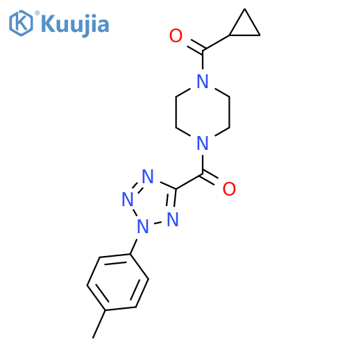 1-cyclopropanecarbonyl-4-2-(4-methylphenyl)-2H-1,2,3,4-tetrazole-5-carbonylpiperazine structure