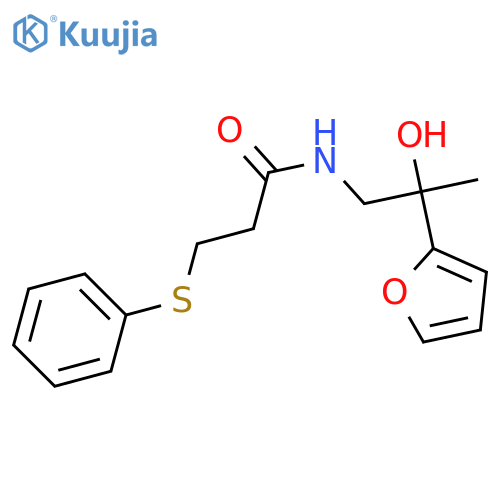 N-2-(furan-2-yl)-2-hydroxypropyl-3-(phenylsulfanyl)propanamide structure