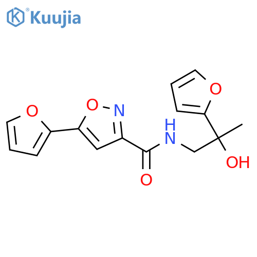 5-(furan-2-yl)-N-[2-(furan-2-yl)-2-hydroxypropyl]-1,2-oxazole-3-carboxamide structure