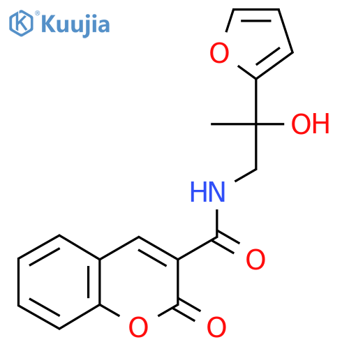 N-2-(furan-2-yl)-2-hydroxypropyl-2-oxo-2H-chromene-3-carboxamide structure