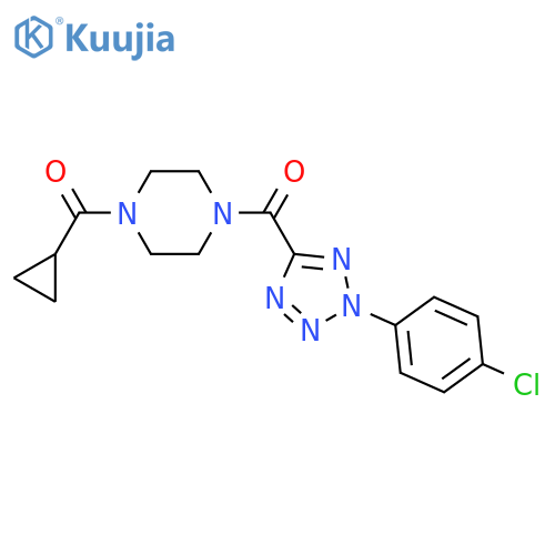 1-2-(4-chlorophenyl)-2H-1,2,3,4-tetrazole-5-carbonyl-4-cyclopropanecarbonylpiperazine structure