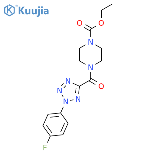 ethyl 4-2-(4-fluorophenyl)-2H-1,2,3,4-tetrazole-5-carbonylpiperazine-1-carboxylate structure