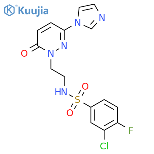 N-(2-(3-(1H-imidazol-1-yl)-6-oxopyridazin-1(6H)-yl)ethyl)-3-chloro-4-fluorobenzenesulfonamide structure
