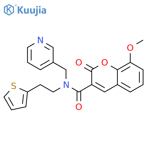 8-methoxy-2-oxo-N-(pyridin-3-yl)methyl-N-2-(thiophen-2-yl)ethyl-2H-chromene-3-carboxamide structure