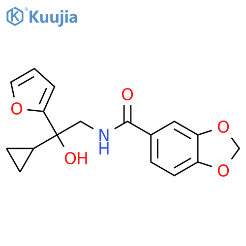N-2-cyclopropyl-2-(furan-2-yl)-2-hydroxyethyl-2H-1,3-benzodioxole-5-carboxamide structure