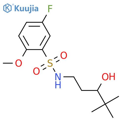5-fluoro-N-(3-hydroxy-4,4-dimethylpentyl)-2-methoxybenzene-1-sulfonamide structure