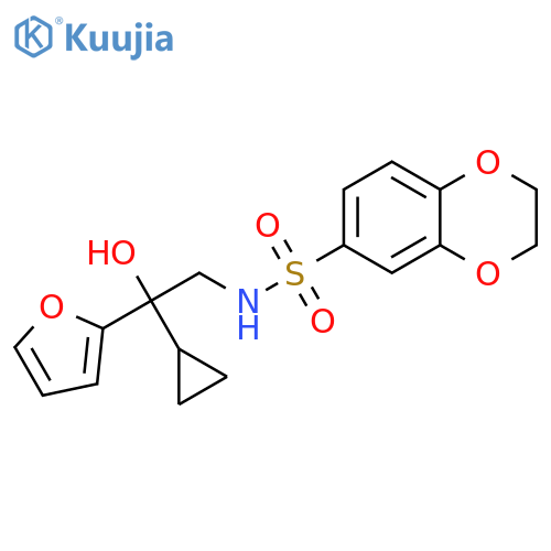 N-2-cyclopropyl-2-(furan-2-yl)-2-hydroxyethyl-2,3-dihydro-1,4-benzodioxine-6-sulfonamide structure