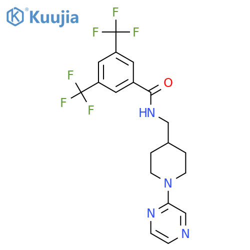 N-{1-(pyrazin-2-yl)piperidin-4-ylmethyl}-3,5-bis(trifluoromethyl)benzamide structure