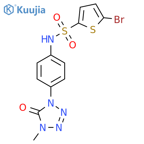 5-bromo-N-4-(4-methyl-5-oxo-4,5-dihydro-1H-1,2,3,4-tetrazol-1-yl)phenylthiophene-2-sulfonamide structure