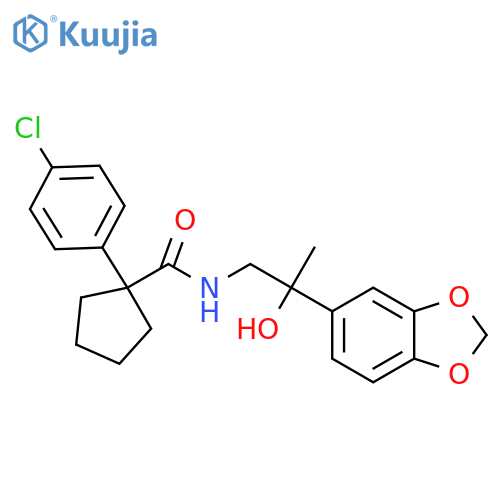 N-2-(2H-1,3-benzodioxol-5-yl)-2-hydroxypropyl-1-(4-chlorophenyl)cyclopentane-1-carboxamide structure