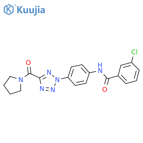 3-chloro-N-{4-5-(pyrrolidine-1-carbonyl)-2H-1,2,3,4-tetrazol-2-ylphenyl}benzamide structure