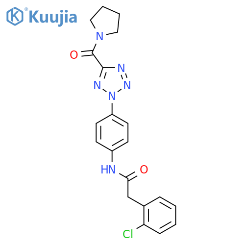 2-(2-chlorophenyl)-N-{4-5-(pyrrolidine-1-carbonyl)-2H-1,2,3,4-tetrazol-2-ylphenyl}acetamide structure