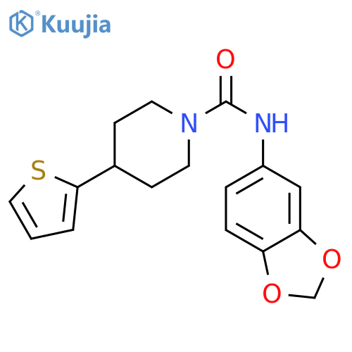 N-(2H-1,3-benzodioxol-5-yl)-4-(thiophen-2-yl)piperidine-1-carboxamide structure