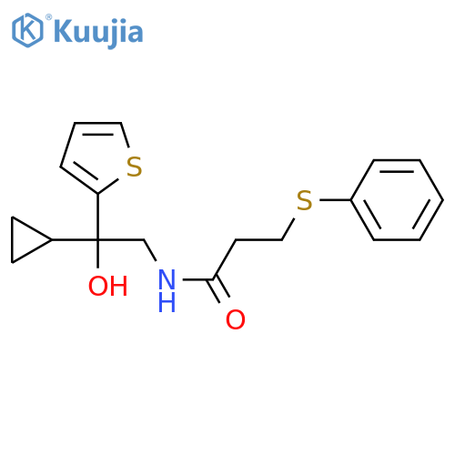 N-2-cyclopropyl-2-hydroxy-2-(thiophen-2-yl)ethyl-3-(phenylsulfanyl)propanamide structure