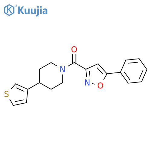 1-(5-phenyl-1,2-oxazole-3-carbonyl)-4-(thiophen-3-yl)piperidine structure